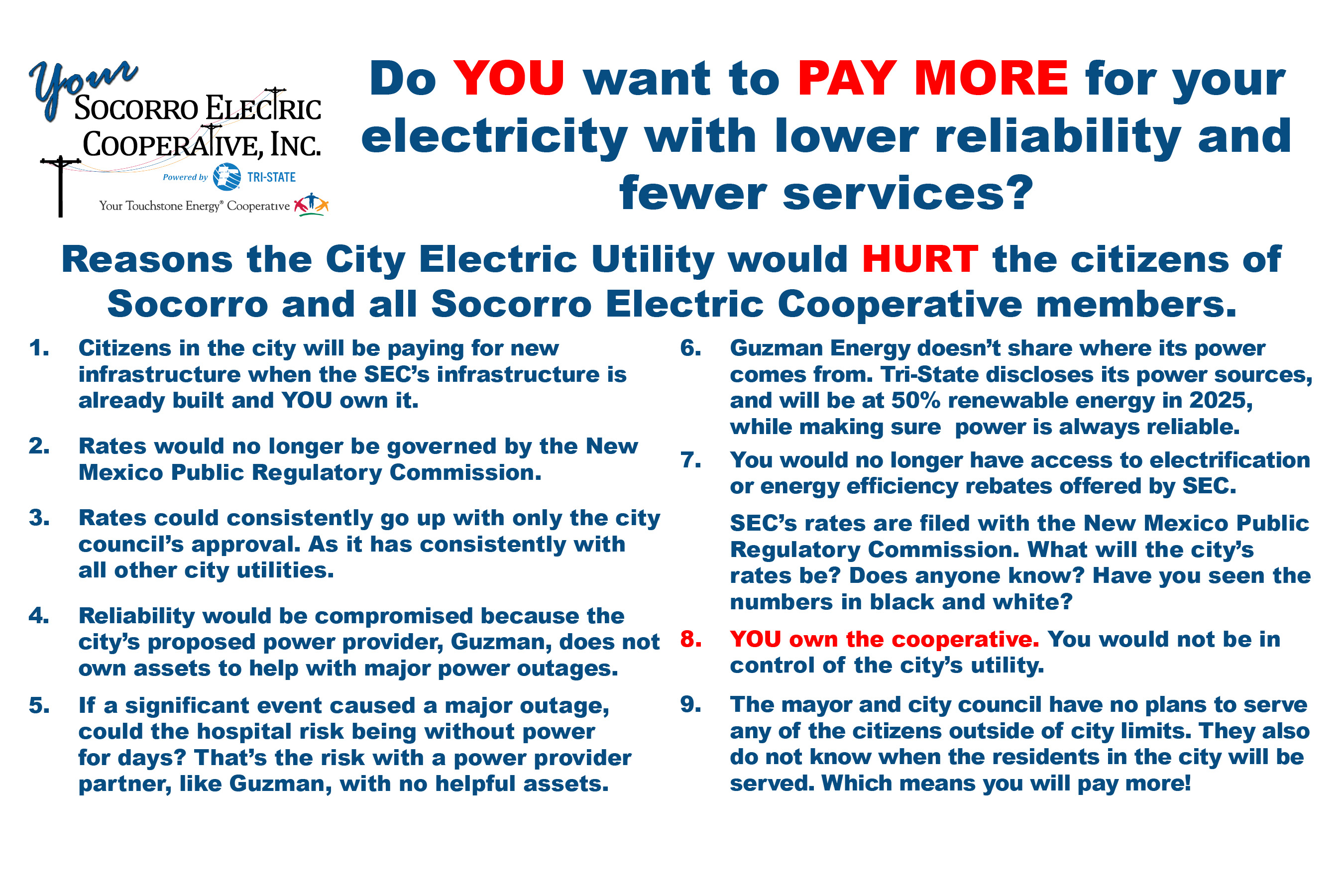 You will pay more for electricity.