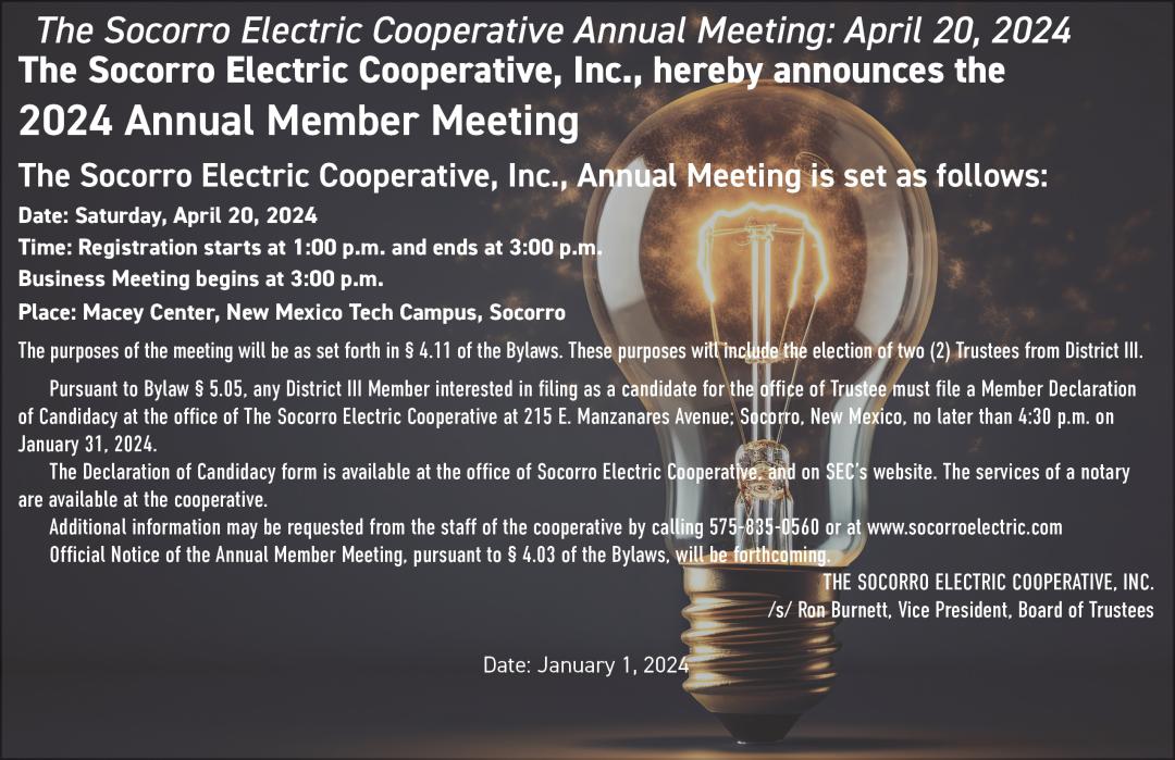 Annual Meeting Announcement